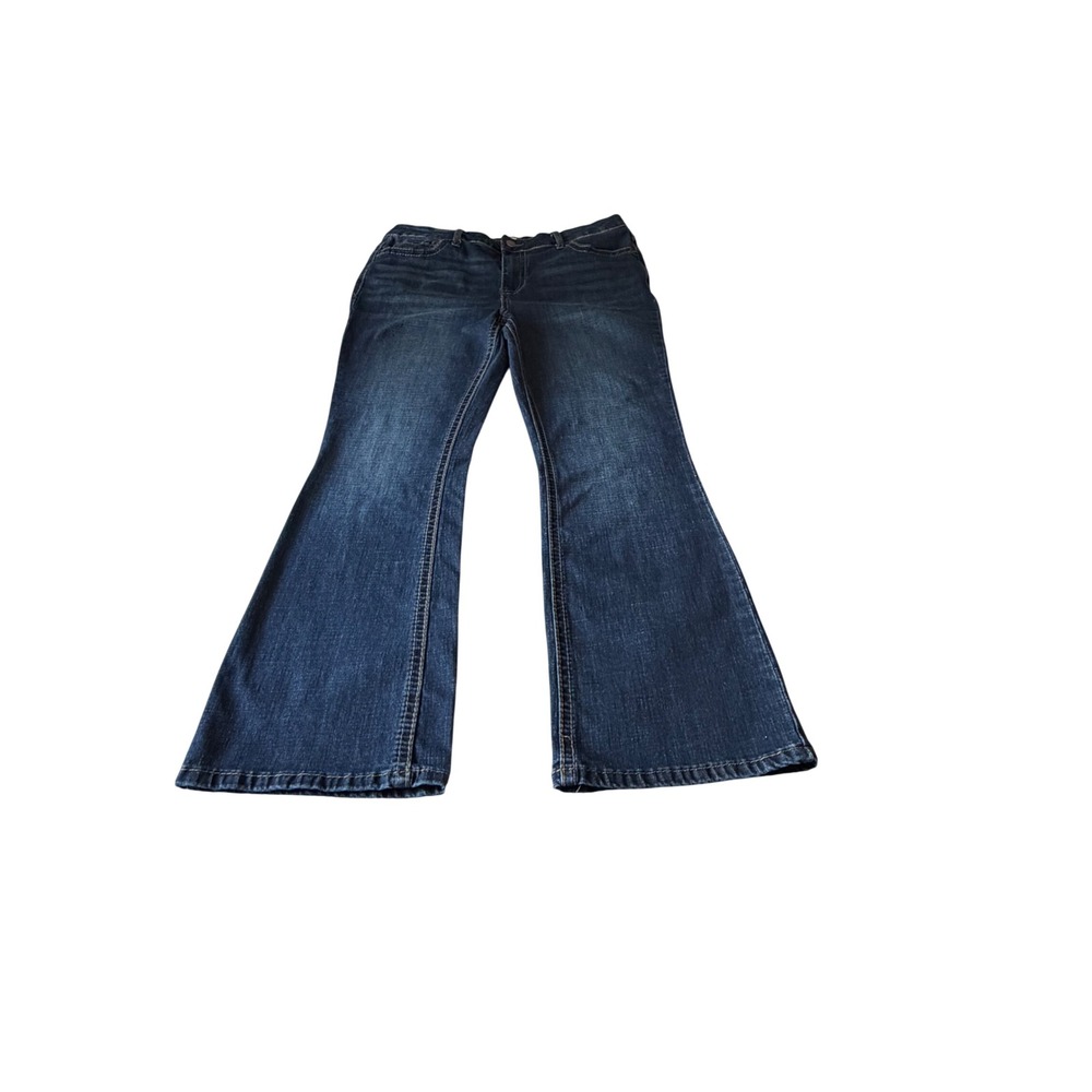 Maurices Slim Bootcut Jeans Womens 14 Extra Short Dark Wash Mid Rise Denim